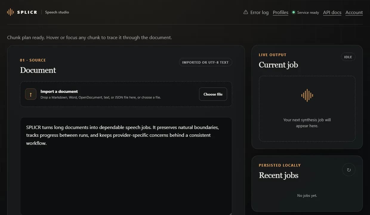 Splicr interface