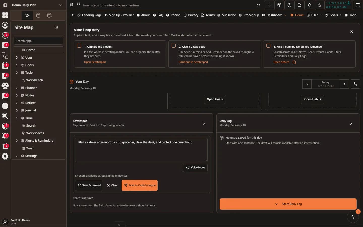 Mindspace: ADHD-Friendly Life Management interface 1 of 4